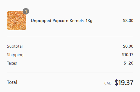 Accurate Shipping Costs - Popcorn Kernels | Ship•Systems